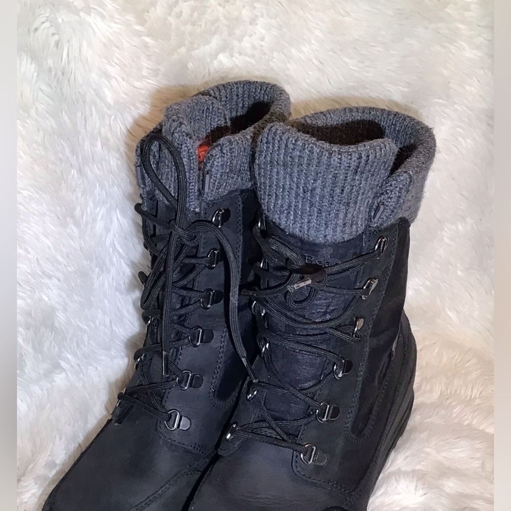 L.L.Bean womens black wedge lace up boots size 8.5 - Picture 3 of 7